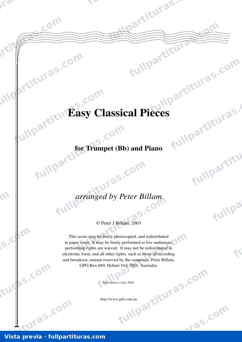 Easy Classical Pieces for Trumpet and Piano — preview