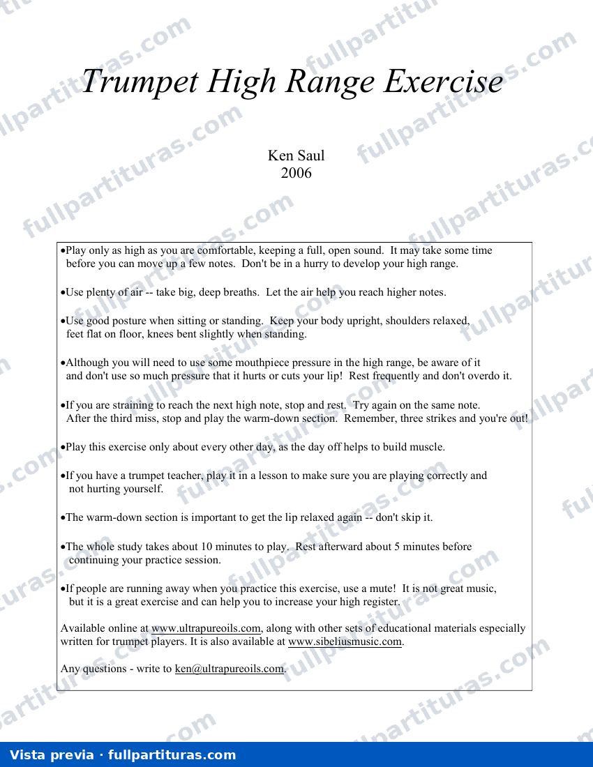 Ken Saul Trumpet High Range Exercise — preview